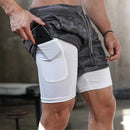 Running Shorts Men 2 In 1 Double-deck Quick Dry GYM  Fitness Jogging Workout  Pants