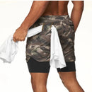 Running Shorts Men 2 In 1 Double-deck Quick Dry GYM  Fitness Jogging Workout  Pants