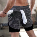 Running Shorts Men 2 In 1 Double-deck Quick Dry GYM  Fitness Jogging Workout  Pants